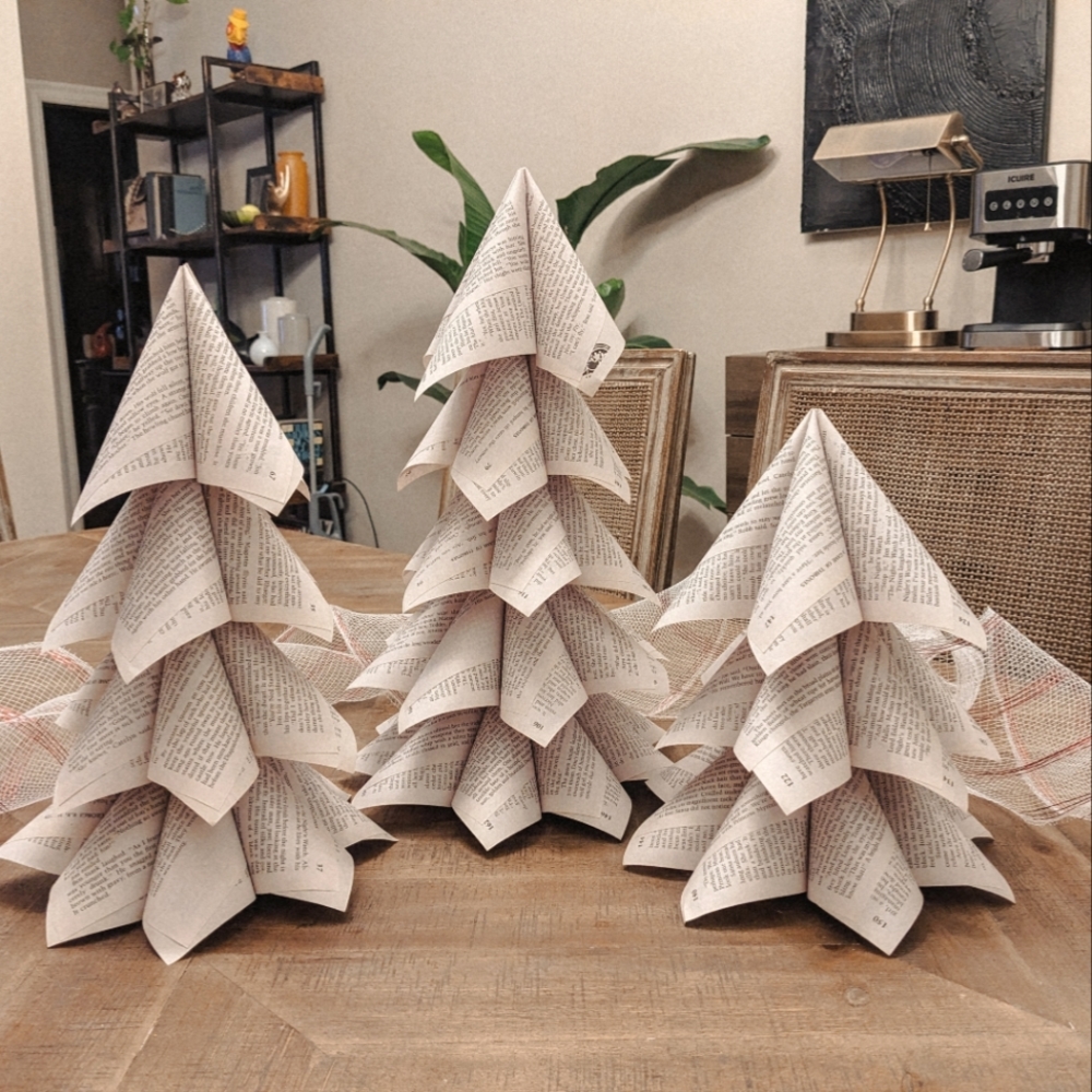 Christmas Tree Decor Book Page Art